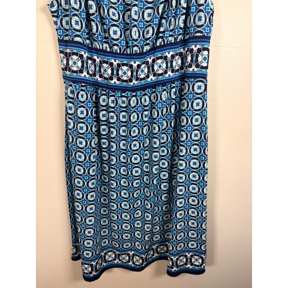 Max Studio Dress Womens XL Blue Geometric Empire Waist Excellent - Picture 6 of 10
